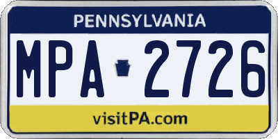PA license plate MPA2726