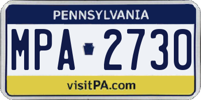 PA license plate MPA2730