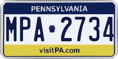 PA license plate MPA2734