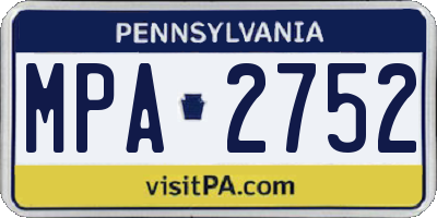 PA license plate MPA2752