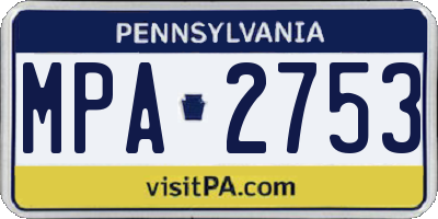 PA license plate MPA2753