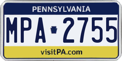 PA license plate MPA2755