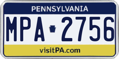 PA license plate MPA2756