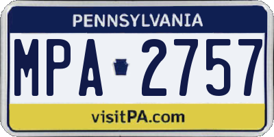 PA license plate MPA2757