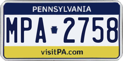 PA license plate MPA2758