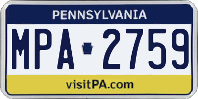 PA license plate MPA2759