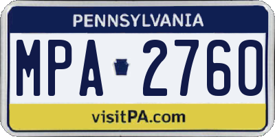 PA license plate MPA2760