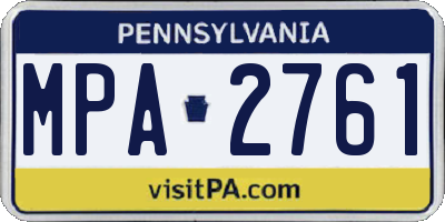 PA license plate MPA2761