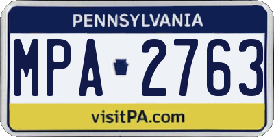 PA license plate MPA2763