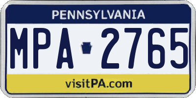 PA license plate MPA2765