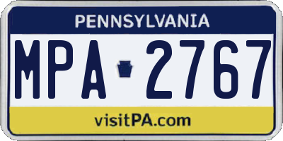 PA license plate MPA2767