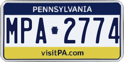 PA license plate MPA2774