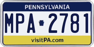 PA license plate MPA2781