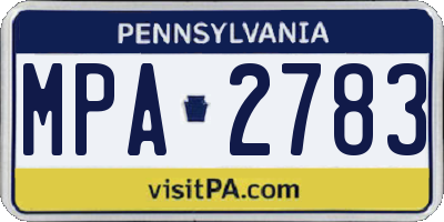 PA license plate MPA2783