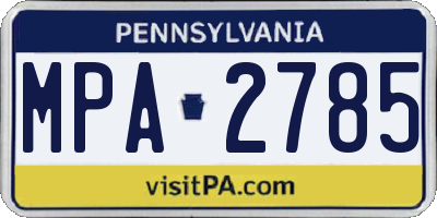 PA license plate MPA2785