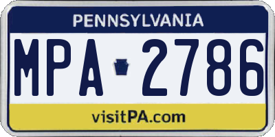 PA license plate MPA2786