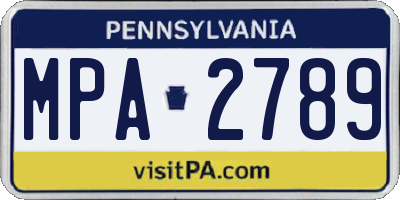 PA license plate MPA2789