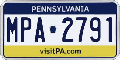 PA license plate MPA2791