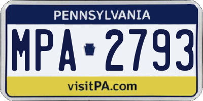 PA license plate MPA2793