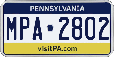 PA license plate MPA2802