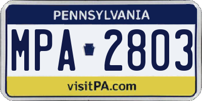 PA license plate MPA2803