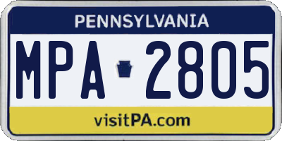 PA license plate MPA2805