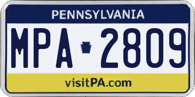 PA license plate MPA2809