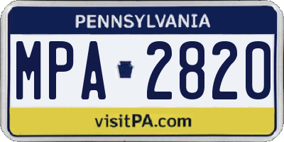 PA license plate MPA2820