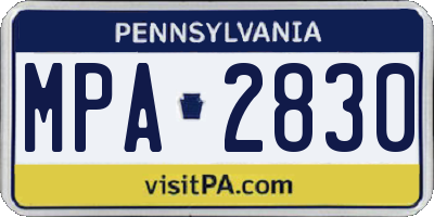 PA license plate MPA2830