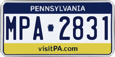 PA license plate MPA2831