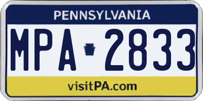 PA license plate MPA2833