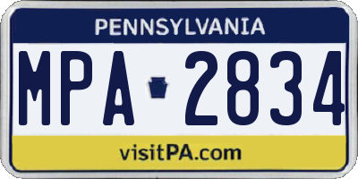 PA license plate MPA2834