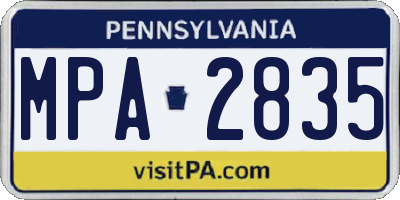 PA license plate MPA2835