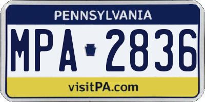 PA license plate MPA2836