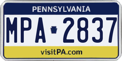 PA license plate MPA2837