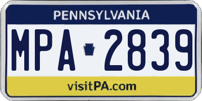 PA license plate MPA2839