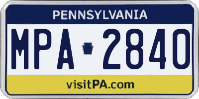 PA license plate MPA2840