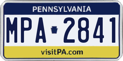 PA license plate MPA2841