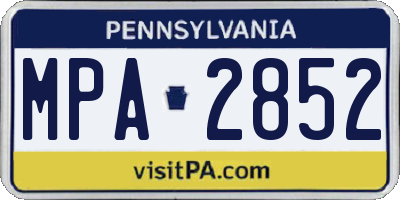PA license plate MPA2852