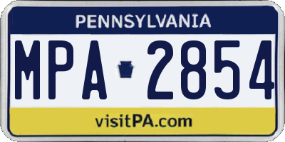 PA license plate MPA2854