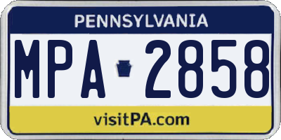 PA license plate MPA2858