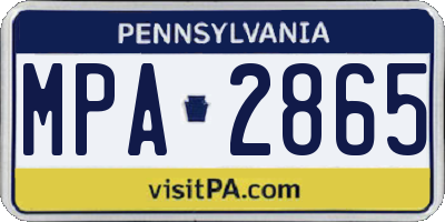 PA license plate MPA2865
