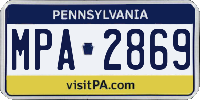 PA license plate MPA2869