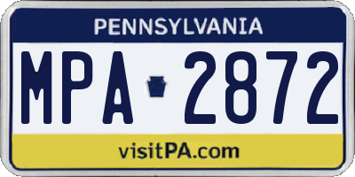 PA license plate MPA2872