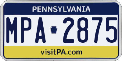 PA license plate MPA2875