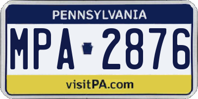 PA license plate MPA2876
