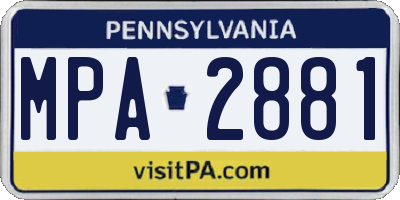 PA license plate MPA2881