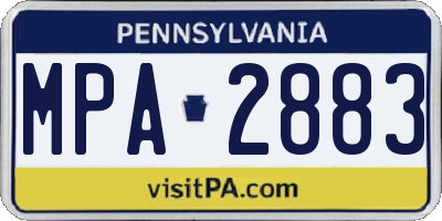 PA license plate MPA2883