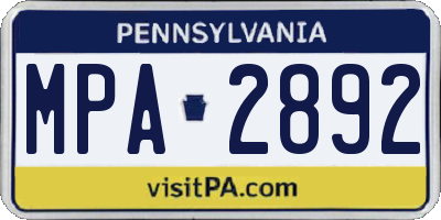 PA license plate MPA2892