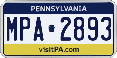 PA license plate MPA2893